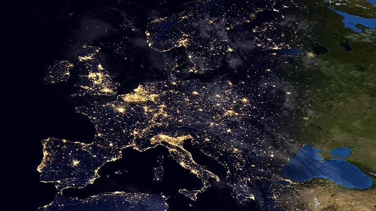Earth viewed from space at night