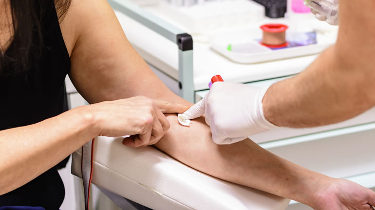 A patient having a blood test