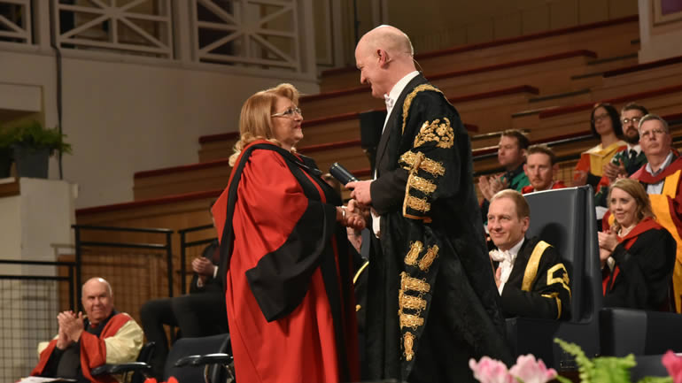 Marie-Louise Coleiro Preca receiving honorary degree