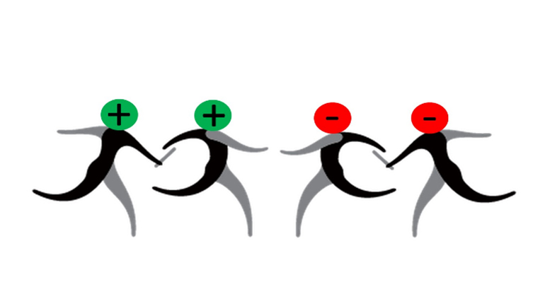 Thematic illustration of the relay race between charged particles