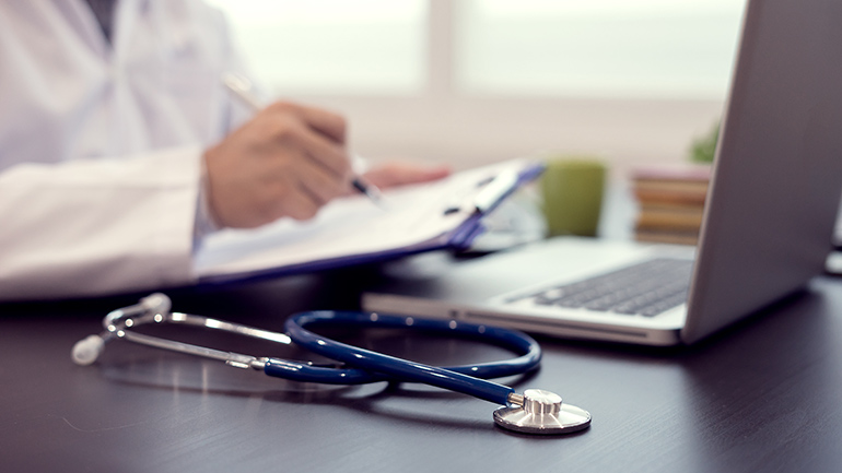 Stethoscope on a desk