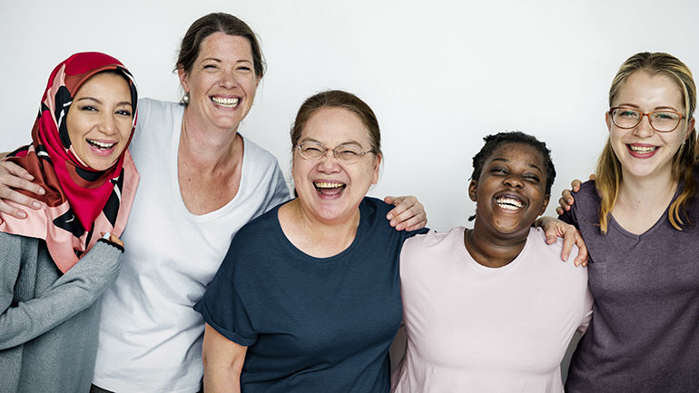 Women smiling