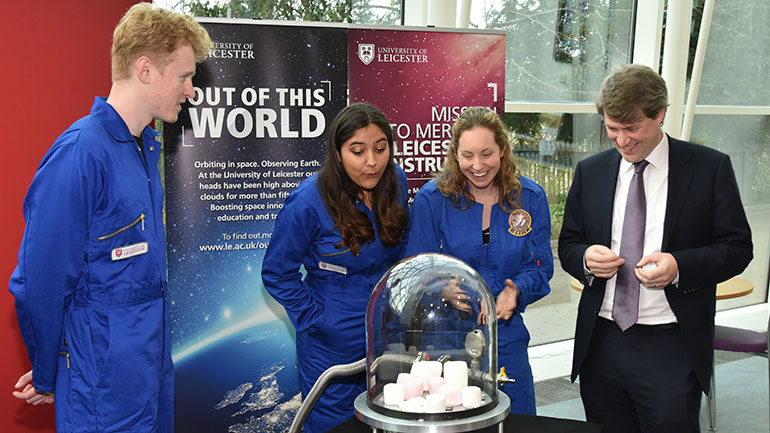 Suzie Imber, Chris Skidmore MP and students
