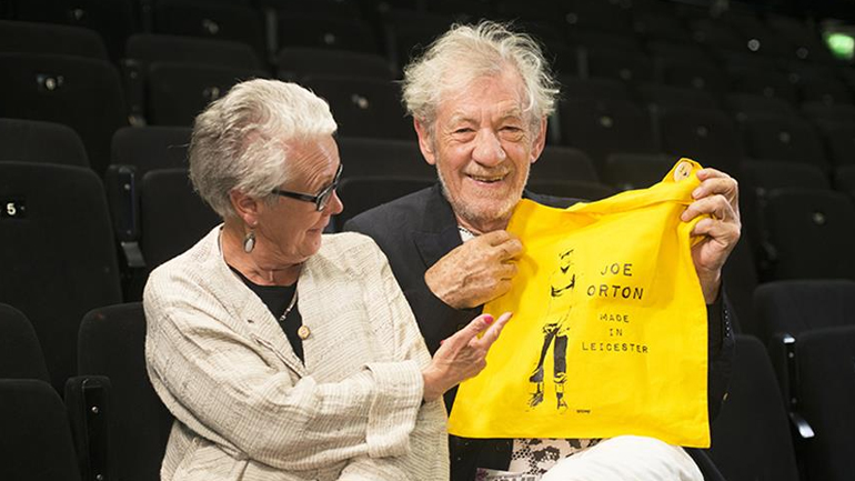 Sir Ian McKellen and Leonie Orton launching the campaign at Curve theatre
