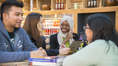 Students in the diner