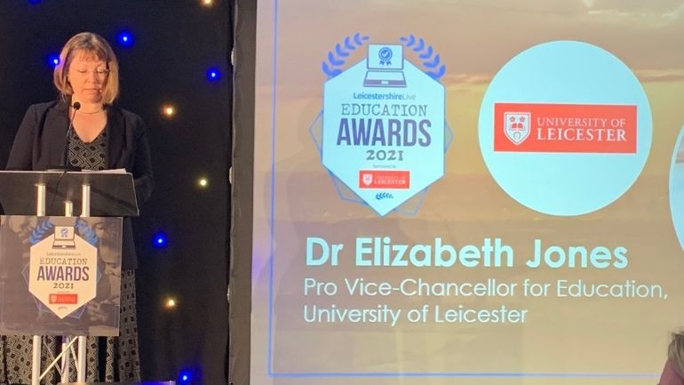 Dr Elizabeth Jones speaks at the LeicestershireLive Education Awards 2021.