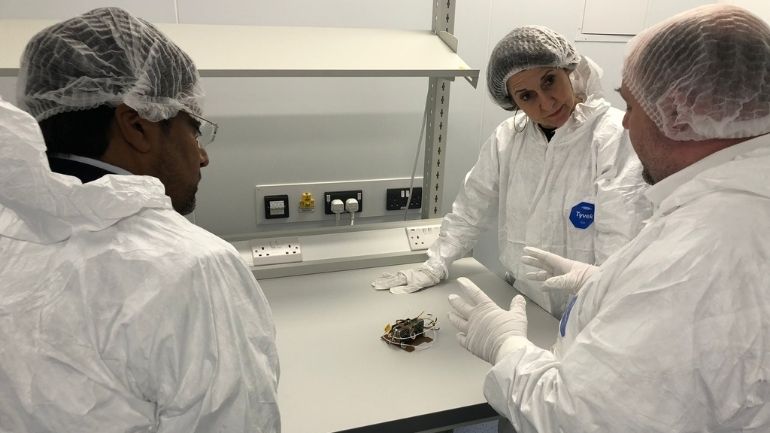 Liz Kendall MP with University President and Vice-Chancellor, Professor Nishan Canagarajah, on a visit to Space Park Leicester in November 2021.