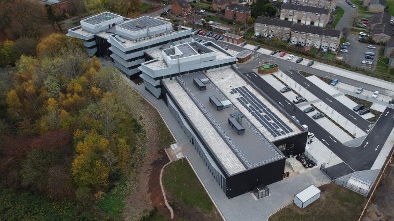Aerial view of Space Park Leicester, with the newly-completed Phase 2 in the foreground.
