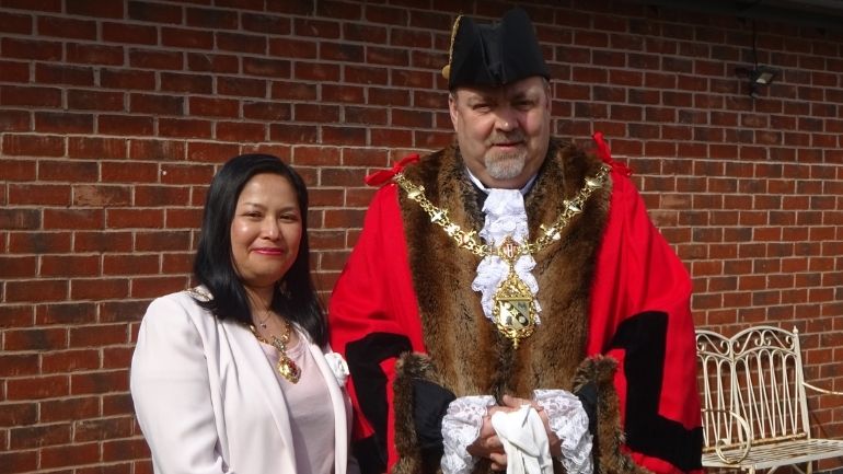 Paul Baines wearing ceremonial robes as Mayor of Charnwood.