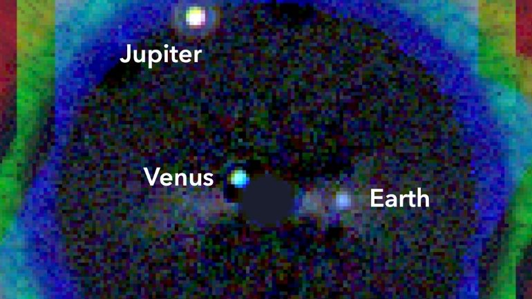 Simulated image of what LUVOIR would see of our inner Solar System from 40 light-years' distance.