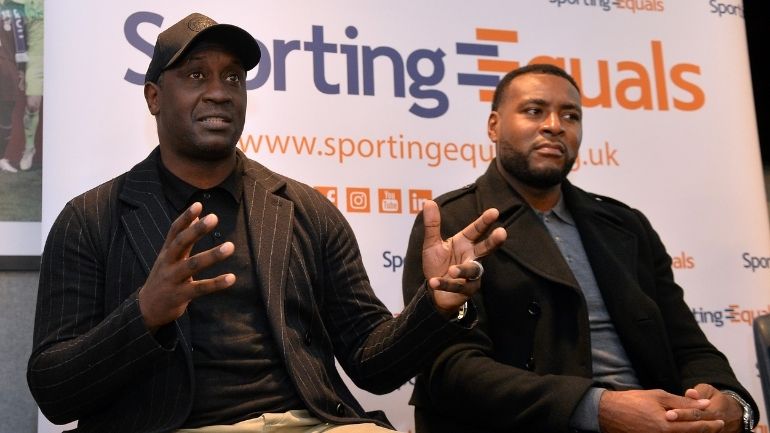 Emile Heskey and Wes Morgan formed part of a panel discussion at the LeaderBoard Academy.
