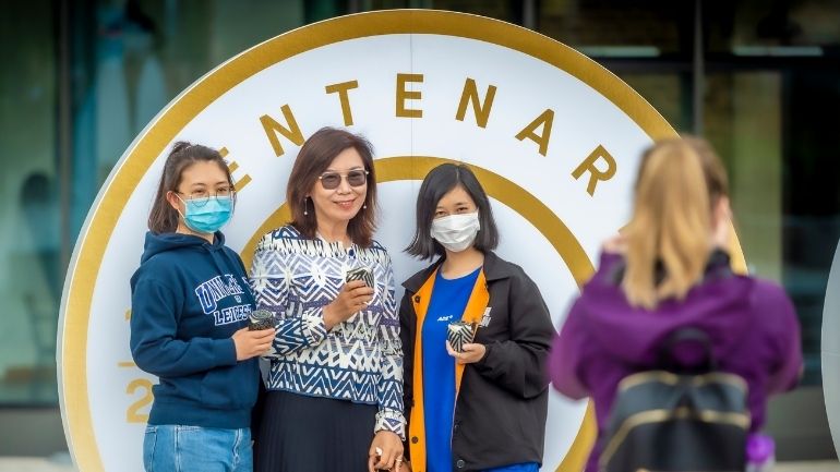 A group of students take part in the University's Centenary celebrations.