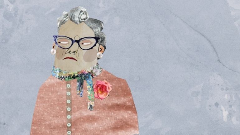 An artist's imagining of Edna Welthorpe, the alter-ego of Leicester playwright Joe Orton.