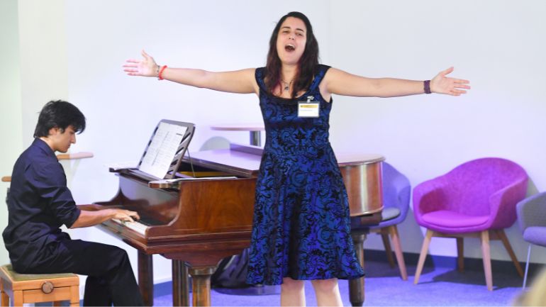 Dr Cristina Ruiz Villena and Moritz Wagner-Tsukamoto perform for the University of Leicester's Legacy Guild.