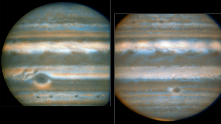 These infrared images of Jupiter with colour added were obtained by the European Southern Observatory’s Very Large Telescope in 2016 and contributed to the new study. Credit:  ESO / L.N. Fletcher
