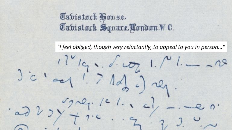 The first lines of the Tavistock Letter, in Dickens's complex shorthand.