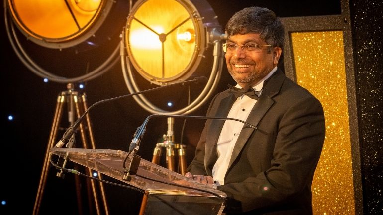 Professor Nishan Canagarajah speaks at the University of Leicester's Centenary Alumni Celebration.