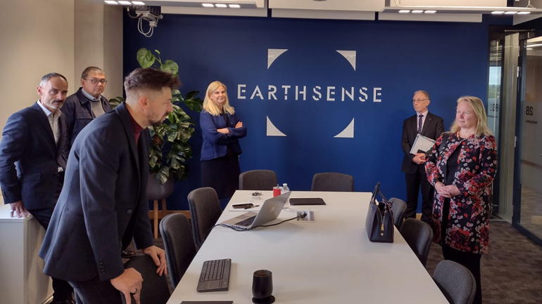 Felicity Buchan MP visits the offices of EarthSense at Space Park Leicester.