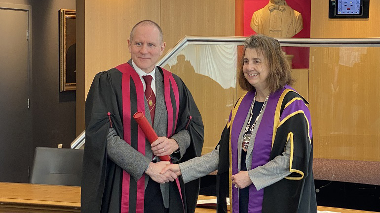 Professor David Lambert receives his honorary fellowship.