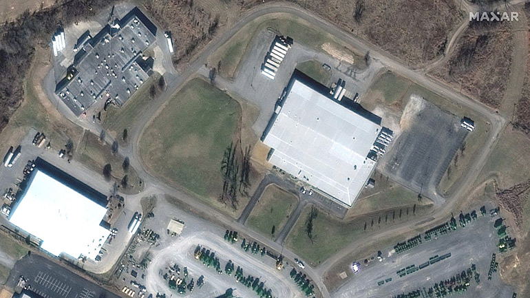 The Mayfield Consumer Products Factory in Kentucky, before the hurricane. Satellite image ©2023 Maxar Technologies