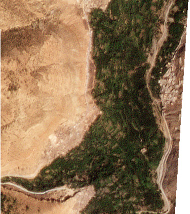 Imi N’Tala and Ineghede after the earthquake. Image © 2023 Planet Labs PBC