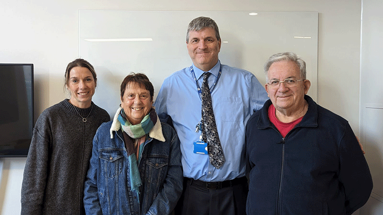 Richard Hanscombe (far right) with with wife, Paulette, daughter Helen, and Professor Simon Gay