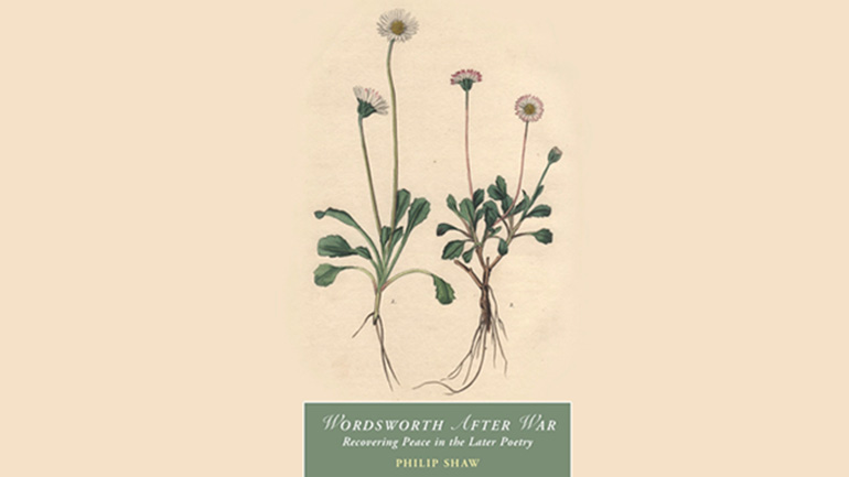 Cover of Wordsworth on War. Drawings of delicate flowers on beige background. 