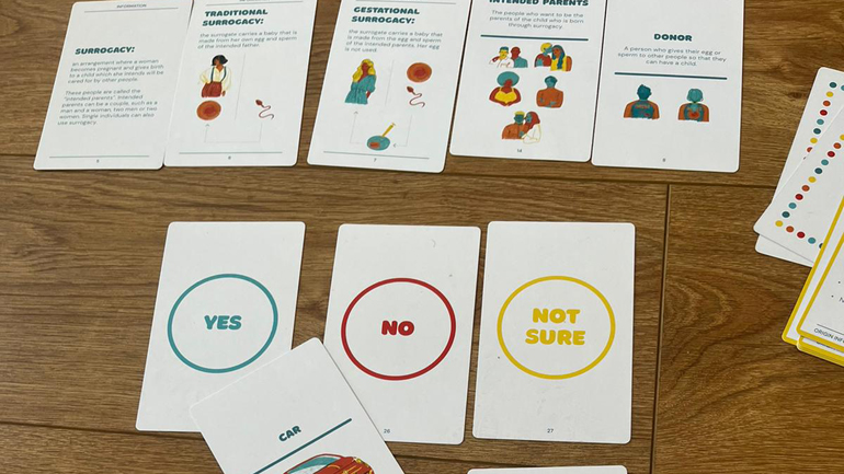 Examples of the playing cards used in the Children’s Voices in Surrogacy Law project.