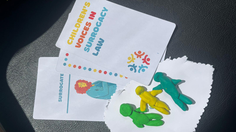 Examples of the playing cards and artwork used in the Children’s Voices in Surrogacy Law project.