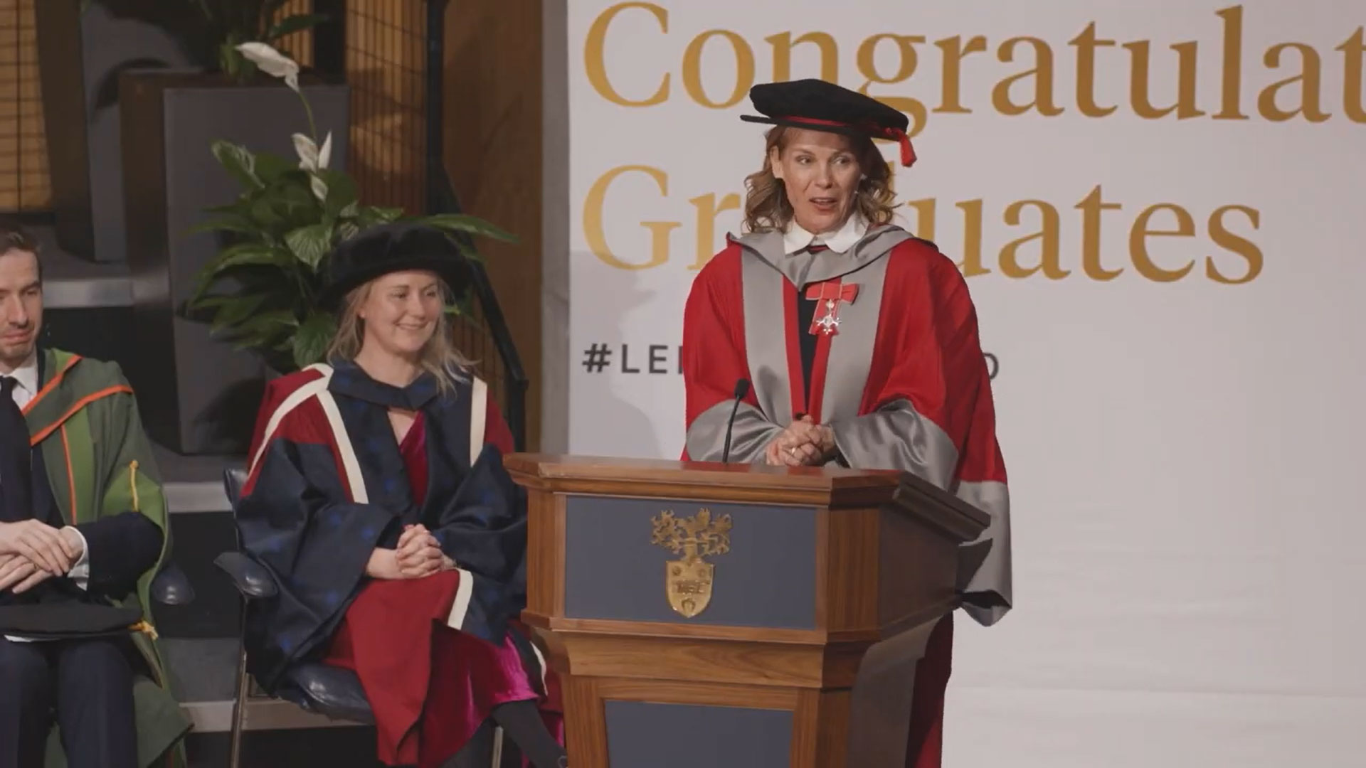 Adele Parks gives a speech on accepting her honorary degree.