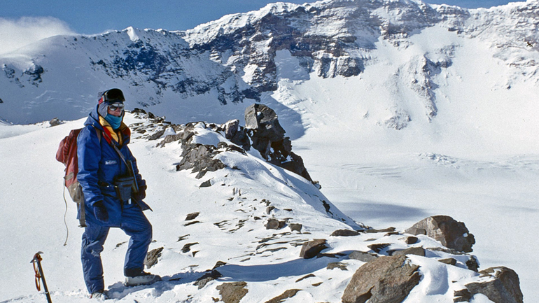 Professor John Smellie on a previous trip to the Antarctic.