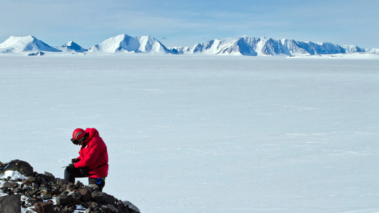 Professor John Smellie on a previous trip to Antarctica.