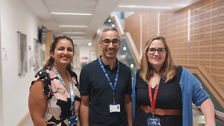 From left to right: Dr Binta Shapiro, Module co-convenor for Medicine with Foundation Year, Course leader Dr Sam Adcock and Dr Rachel Winter, Associate Professor in Medical Education and Empathic Healthcare 