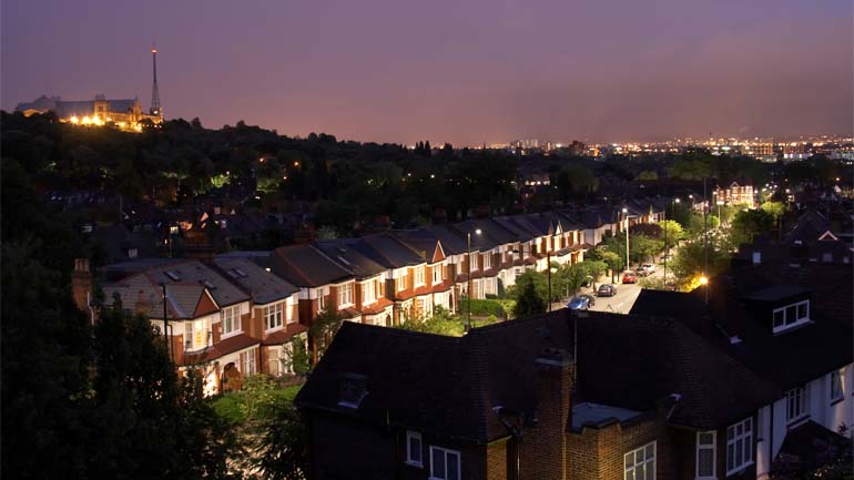 Row of houses on a street 