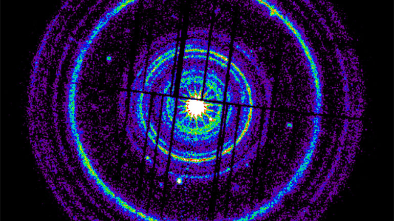 XMM-Newton images captured 20 dust rings, 19 of which are shown here in arbitrary colours. Credit: ESA/XMM-Newton/M. Rigoselli (INAF)