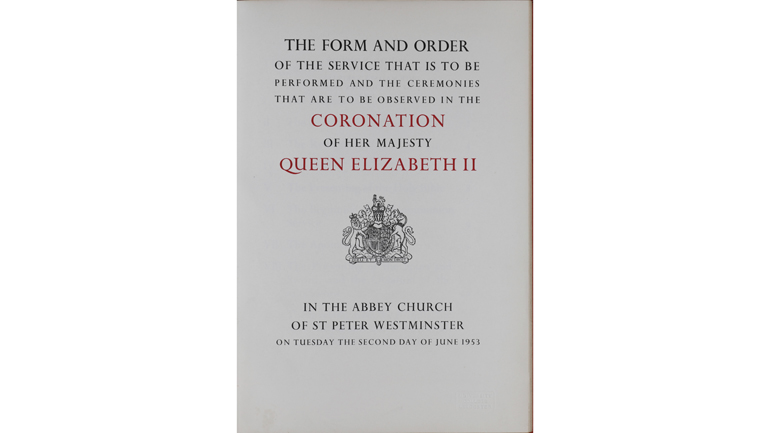 Title page of the Order of Service for the 1953 Coronation. Credit: University of Leicester Special Collections
