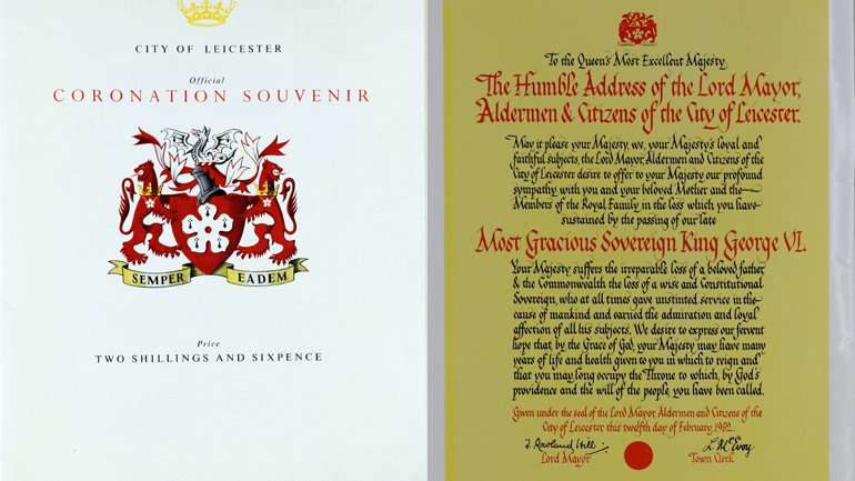 Pages from the 1953 City of Leicester Coronation Souvenir. Image: University of Leicester Library