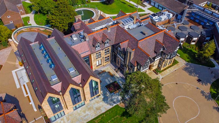 University of Leicester School of Business (Brookfield Campus) taken by a drone.
