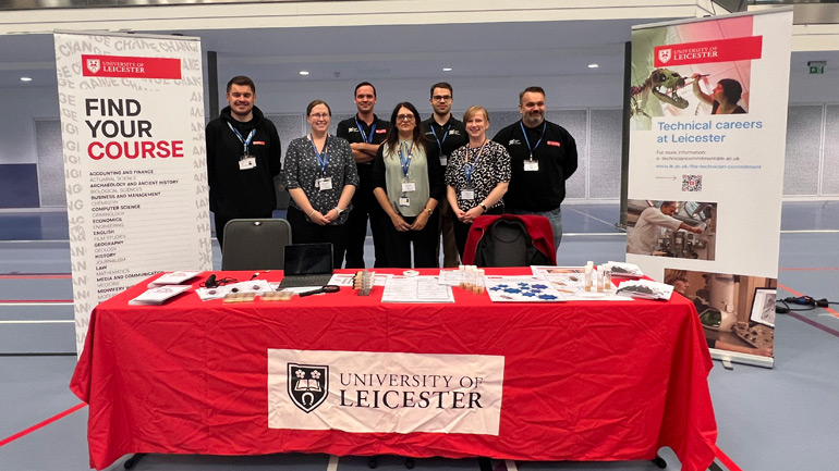 Staff at the University of Leicester stand at TechxFest.
