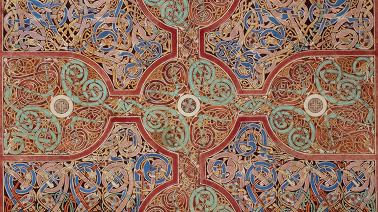 A cropped view of a page from the Lindisfarne Gospels