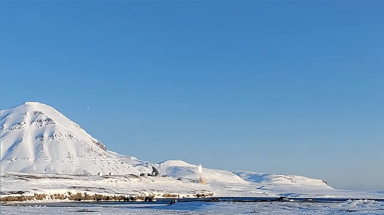 The launch of the Endurance rocket at Svalbard.