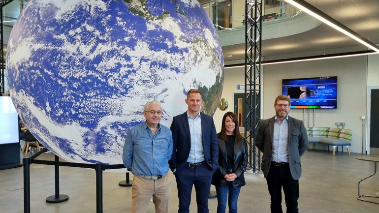 Paul Huston, Ben Shenton, Vicki Gill and Gavin Newman from Pinnacle International Freight at Space Park Leicester.