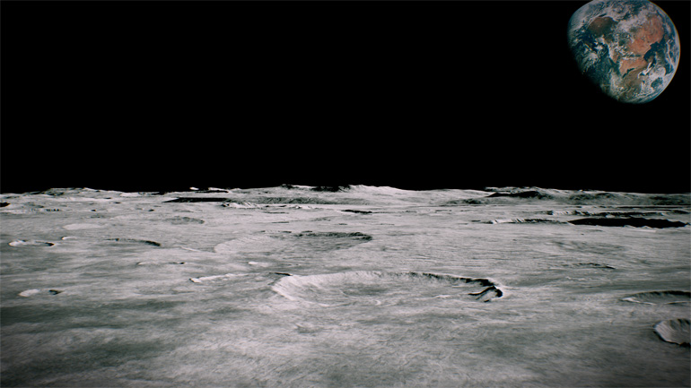 The Earth from the surface of the Moon.
