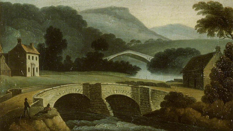 Landscape portrait of the Welsh countryside in the 19th Century