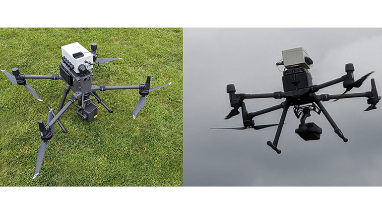 A customised DJI Matrice 300 RTX drone with an AI-enabled multipurpose high-performance computing module, developed by the team as a proof-of-concept.