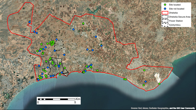 Location of sites visited by archaeologists from University of Leicester Archaeological Services. © ULAS, University of Leicester