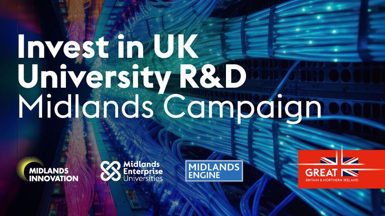 Campaign graphic for the Invest in UK R&D Midlands Campaign