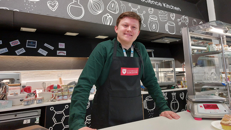 Dr Josh Smalley at the new Science Kitchen on campus.