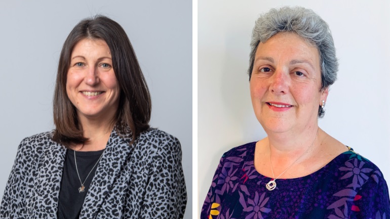 Professors Samantha Johnson (left) and Elaine Boyle
