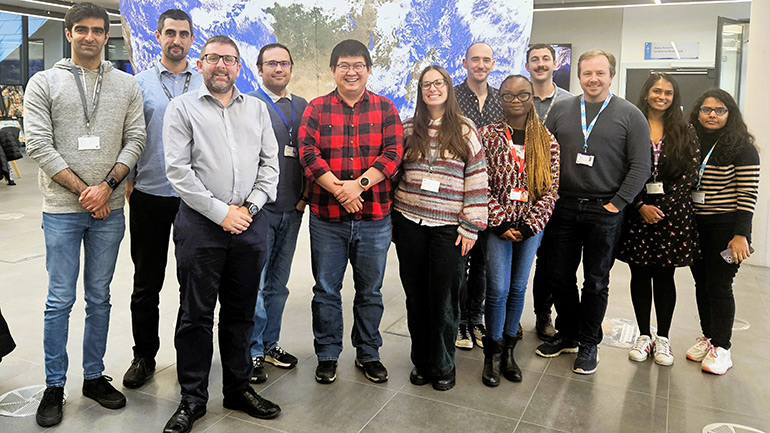 Experts from Space Park Leicester and the University of Leicester, with the delegation from UNDO.